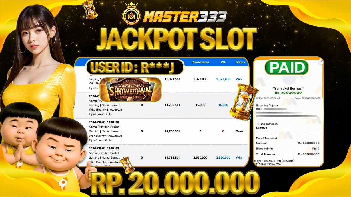 JACKPOT Rp 20.000.000 JUTA DIMASTER333 LANGSUNG BAYAR LUNAS